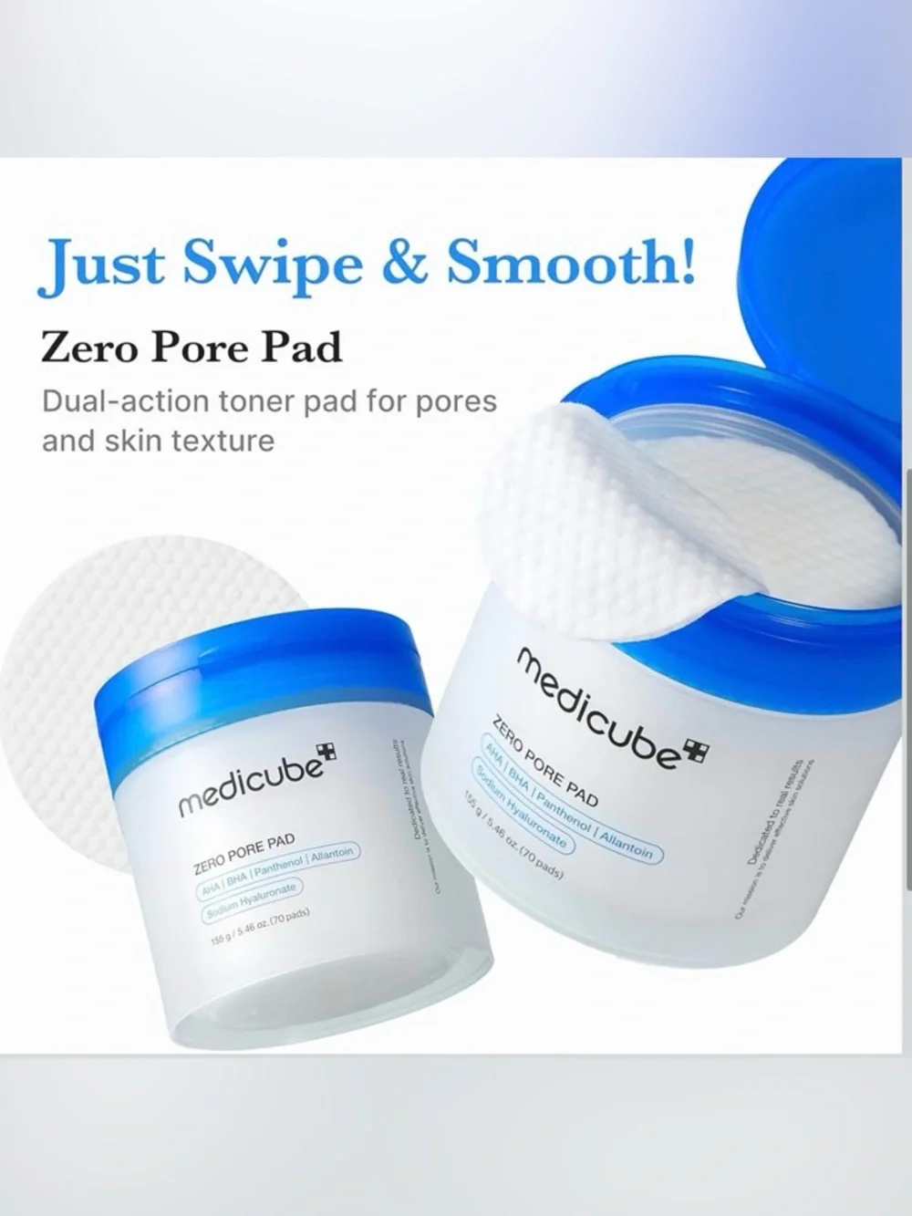 NEW Medicube Zero Pore Pad - White Jar with Blue Lid